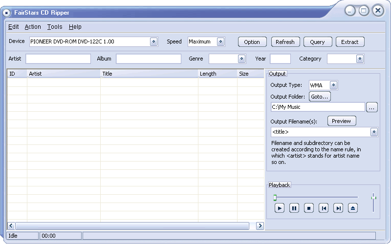 Click to view FairStars CD Ripper 2.01 screenshot