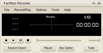 Audio recorder with support for WMA, MP3, OGG, APE, FLAC and WAV formats.